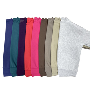 OEM Women's Casual Long <b>Crop</b> <b>Top</b> Pullover Hoodie Crew Neck 50% Cotton 50% Polyester Breathable Eco-Friendly Spring Custom - Product Image 4