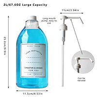 67.6 oz 2L Transparent vide grand détergent à lessive savon tissu adoucissant distributeur bouteille ensemble bouteille en plastique avec pompe
