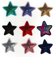 En gros, Patchs thermocollants en sergé avec broderie étoile à paillettes, badges et appliques scintillants pour vestes, vêtements et chapeaux, faible MOQ