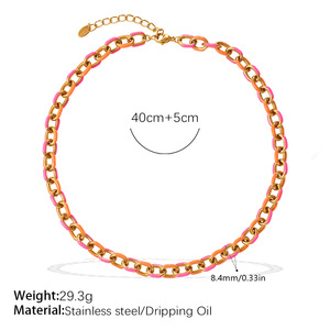 Collar de Cadena Esmaltada de Dos Tonos para Mujer, Cadena de Clavícula Minimalista de Una Sola Capa con Diseño Geométrico Estilo Hip Hop - Product Image 3