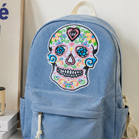 Patch brodé de sequins colorés en forme de crâne, thermocollant, applique Sugar Skull, style punk, badge pour vêtements, décoration DIY pour veste, chapeau, sac