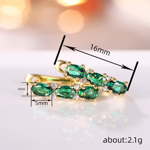 Orecchini a polsino ovali verdi da donna, stile elegante, accessori per l'orecchio da indossare tutti i giorni - Product Image 6
