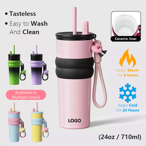 Mug à <span class=keywords><strong>café</strong></span> personnalisé en acier inoxydable avec couvercle, doublure en <span class=keywords><strong>céramique</strong></span>, thermos, <span class=keywords><strong>peinture</strong></span> spéciale - Product Image 2