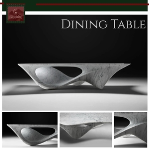 Mesa de Comedor de Mármol Blanco <span class=keywords><strong>Bianca</strong></span> Carrara de Lujo GOLDKING, Superficie de Piedra Natural Sólida, Diseño Elegante, Ideal para Villas y Hoteles - Product Image 1
