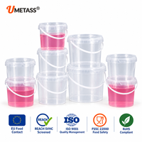 Ember Plastik Transparan Food Grade 300ml-10 Liter Dengan Tutup, Wadah Kustom untuk Kemasan Permen, Kue, dan Popcorn Halloween
