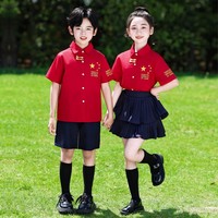Pakaian Pertunjukan Paduan Suara Merah Gaya Cina Seragam Kelas TK Kostum Pertunjukan Lomba Recitation Sekolah Dasar