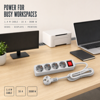Multiprise EU Schuko 3, 4, 5 ou 6 prises avec interrupteur, câble d'extension avec mise à la terre pour la maison, le bureau, OEM
