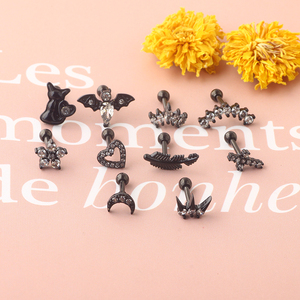 Vente en gros de boucles d'oreilles en cartilage noir, en acier inoxydable, meilleures ventes, piercings corporels, barbell pour hélix, <span class=keywords><strong>conch</strong></span>, daith, mix de clous d'oreilles - Product Image 2