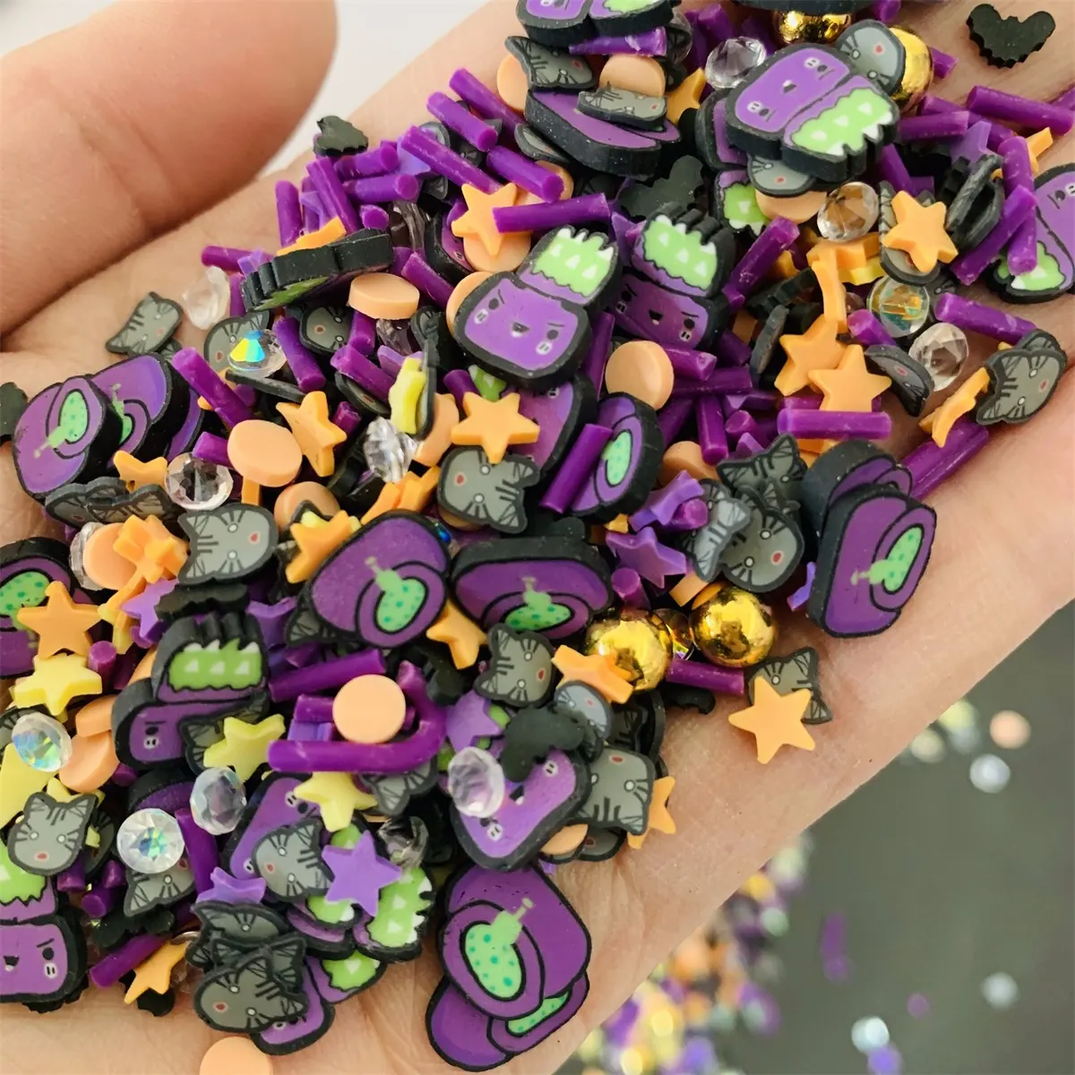 100g/bag Halloween Themed Slices Polymer Clay Sprinkles For Nails Art Decoration Slime Filler Hot Clay Slices Embellishments