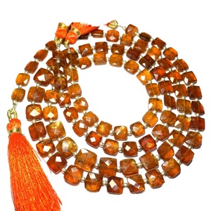 Cuentas facetadas de kyanita naranja Moos en forma de cojín para hacer joyas, collar INDIA GEMS AINMKYA04, con tasación de terceros, 18mm - Product Image 3