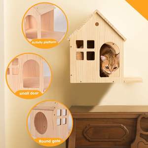 Maison en bois pour animaux de compagnie personnalisée en gros cages en bois massif pour animaux de compagnie maisons avec fenêtre pour chat chien chat maison en bois - Product Image 4