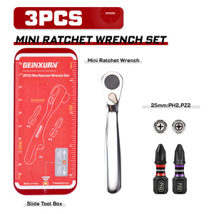 Geinxurn Slide Tool Box 3PCS Mini <strong>Ratchet</strong> <strong>Wrench</strong> Set With Bit,Impact Adapter - Product Image 1