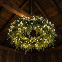 Langit-langit bunga Wisteria mewah GNW dengan daun hijau instalasi langit-langit Floral realistis dari pabrik langsung