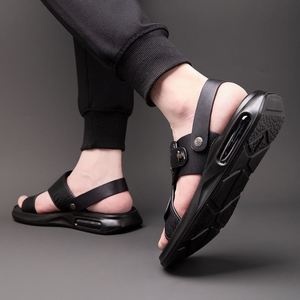 Sandales pour hommes, nouveau style d'été, chaussures de plage, sandales en cuir, chaussures tendance pour hommes à semelle souple, une paire de chaussures pour deux occasions, confortables pour hommes - Product Image 4