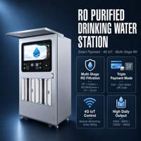 Distributeur d'eau purifiée automatique intelligent 4G IoT 800G RO avec carte de recharge et paiement QR pour usage commercial extérieur