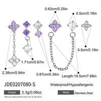 Ensemble de trois paires de boucles d'oreilles en acier inoxydable, boucles d'oreilles géométriques, pendantes, avec zircon, électro-plaquées, bijoux pour femmes
