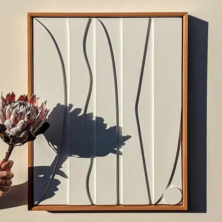 Gerahmtes 3D-Reliefgemälde – 92,5x62,5 Cm, Strukturierte Wandkunst Im Boho-Stil, Fertig Zum Aufhängen