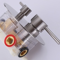 Mitigeur de douche de salle de bain de luxe en laiton nickel brossé 2 voies, eau chaude et froide, avec pommeau de douche effet pluie, ensemble de douche encastré