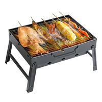 Barbecue au charbon de bois pliable commercial en fonte, moderne et portable, avec chariot pour usage extérieur