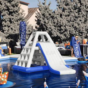 Parc aquatique <span class=keywords><strong>gonflable</strong></span> en PVC personnalisé pour l'extérieur, toboggan triangulaire et pyramide d'escalade aquatique pour la maison ou l'école - Product Image 3
