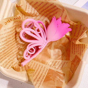 Qianjin Groothandel Schattige Zoete Tulp Haar Clip Lente Zomer Gradiënt Roze Bloem Haar Accessoire Plastic Vrouwelijke Haarklauw - Product Image 5