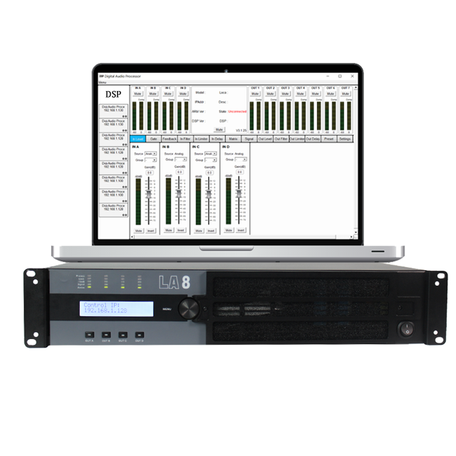 LA8 4 Channel Dj Sound Dsp Amplifier 1000 Watts Professional Power
