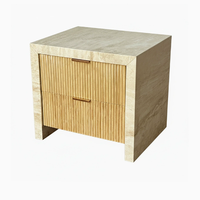 Table d'appoint en marbre travertin avec tiroir, table de chevet moderne pour salon, chambre à coucher, salle à manger, écologique et durable