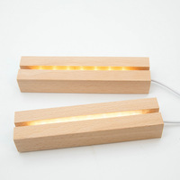 Base de lampe LED 3D en bois pour affichage de lumières nocturnes en verre cristal laser 3D rectangulaires en gros