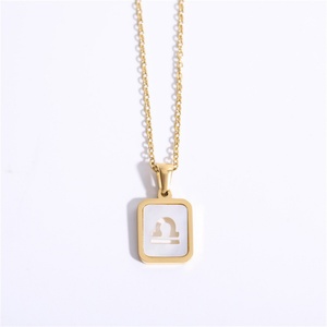 Collar de Acero Inoxidable con Baño de Oro PVD de 18k, Diseño de Cadena de Eslabones y Concha Hueca con Signo Zodiacal, Ideal para Bodas y Fiestas - ¡Venta Caliente! - Product Image 4