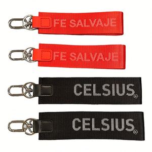 Custom Canada USA Style Color Nylon Strap Woven Jacquard logo Keychain Wristlet Lanyard - Product Image 2