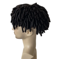 16 pouces Long Twist Curl Toupee Topper Indien Hommes Prothèse Capillaire Naturel Hommes Perruque Super Fine Soudée Mono Toupee 15mm