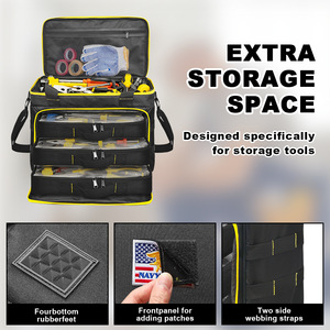 Tool Bag Multi Compartment Adjustable Strap Shoulder Bag Universal Tool Storage Yellow Nylon Zipper Closure - Product Image 5