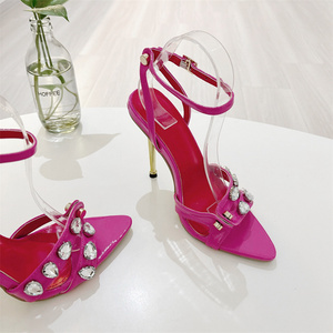 Sandalias de Tacón Alto con Punta Abierta, Diseño Sexy y Moderno 2024, Adornadas con Pedrería, Remaches y Hebilla Metálica - Product Image 6