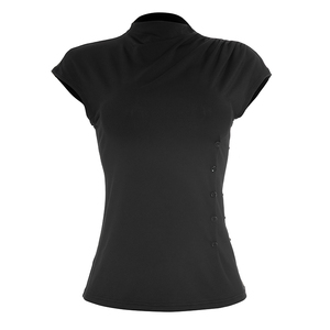 Viviblook Y26TP273 Women Casual <b>Top</b> New Solid Color Slim Button <b>Top</b> for Ladies - Product Image 6