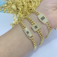 Rantai Cuban Tebal Pria 6-14mm Terbuat dari Tembaga Emas 18k Klasik Vintage Trendi Hip Hop Gelang Rantai Modis