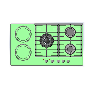 Estufa <span class=keywords><strong>de</strong></span> Inducción Híbrida <span class=keywords><strong>de</strong></span> <span class=keywords><strong>Gas</strong></span> y Eléctrica con Panel <span class=keywords><strong>de</strong></span> Vidrio <span class=keywords><strong>de</strong></span> 5 Quemadores para Uso en Hoteles y Hogares, Diseño Integrado, Color Negro - Product Image 2