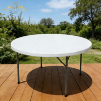 Table pliante ronde d'extérieur en plastique HDPE blanc, idéale pour les mariages et les fêtes, vente chaude de l'usine de Foshan