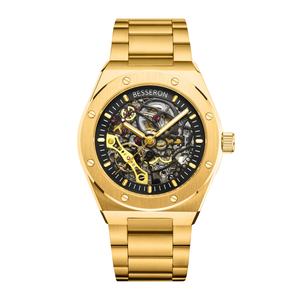Relojes de Lujo para Hombre, Mecánicos Automáticos, con Esqueleto Personalizado OEM, Análogos Dorados, Resistentes al Agua 5ATM, de Acero Inoxidable 316L de 42 mm - Product Image 5