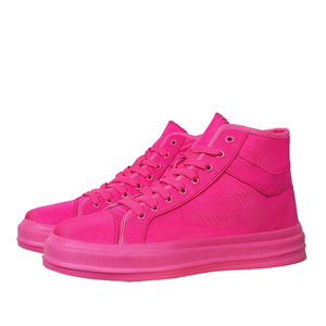 Chaussures tendance unisexes en toile à tige haute avec logo personnalisé, antidérapantes, style décontracté rose pour hommes et femmes - Product Image 4