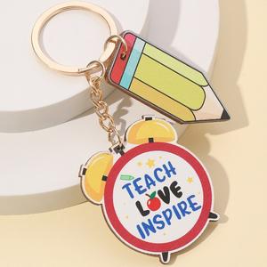 Regalo del Día del maestro Reloj despertador de madera Pizarra Bombilla <span class=keywords><strong>Gafas</strong></span> Portalápices Colgante Llavero para mujeres <span class=keywords><strong>Profesor</strong></span> Hainon 1670 - Product Image 3