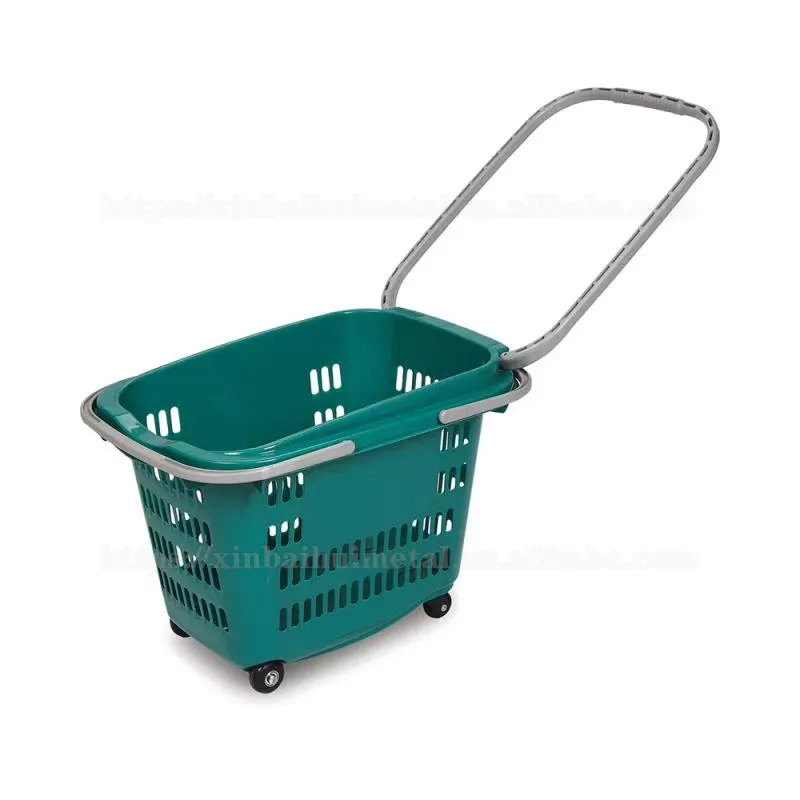 Supermarket Group Buying Store Large Supermarket Four-Wheel Aluminum Alloy Trolley Shopping Basket Portable Shopping Basket 45L