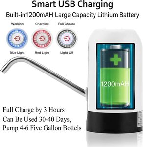 Bomba Elétrica para Garrafão de Água Quente, Dispensador de Água Portátil 300, 500, 800, 1200mAh para Uso Doméstico e Hoteleiro - Product Image 2