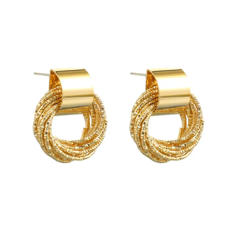 Trendy Gold Metal Fashion Luxury Fine Jewelry Accessory Geometric Hook Earrings For Women