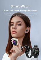 Jam Tangan Pintar Unisex D8 Pro TWS Earphone Desain Persegi TFT IP67 Tahan Air Monitor Kesehatan Kebugaran Olahraga Kompas iPhone Android