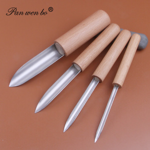 4 pièces coupe-trou semi-rond manche en bois polymère argile poinçon pour coupe-céramique <span class=keywords><strong>poterie</strong></span> sculpture Art fournitures - Product Image 3