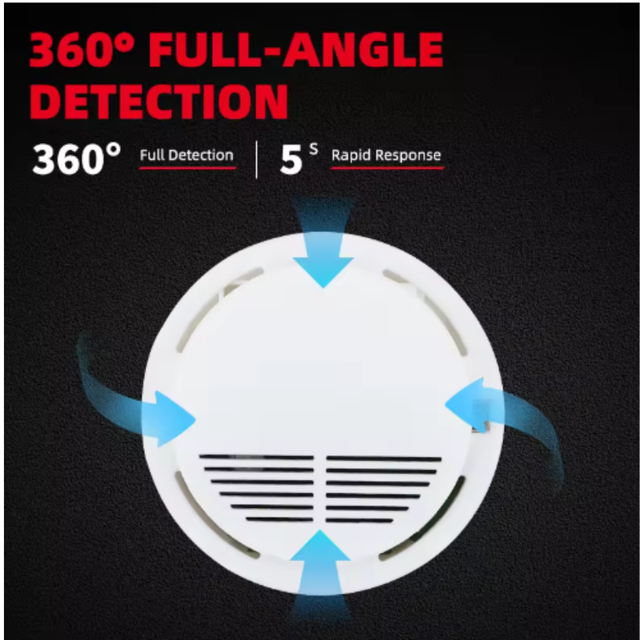 Round Detachable Smoke Detector with test Button, Suitable for Early Fire Warning in Homes, Office Buildings, Shopping Malls