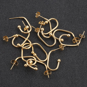 Pendientes de aro en forma de U de acero inoxidable, Color dorado, diseño geométrico, joyería de moda para mujer, accesorios H1363 - Product Image 4
