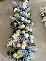 H-1018 40*100cm Décoration de scène de mariage, chemin de table en fleurs bleu marine, fleurs artificielles en soie bleu marine