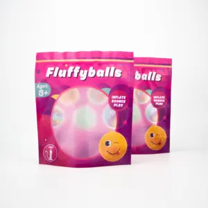Digital Matte Printed Fluffy Balls Packaging Bag Custom Toy Stand Up Pouch With Window