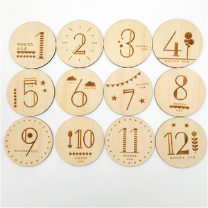Custom Wooden Circular Cards <strong>Milen</strong> Stones Wooden Baby Milestone Cards - Product Image 5